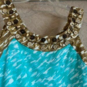 Turquoise and med brown around trim size 12 knee length